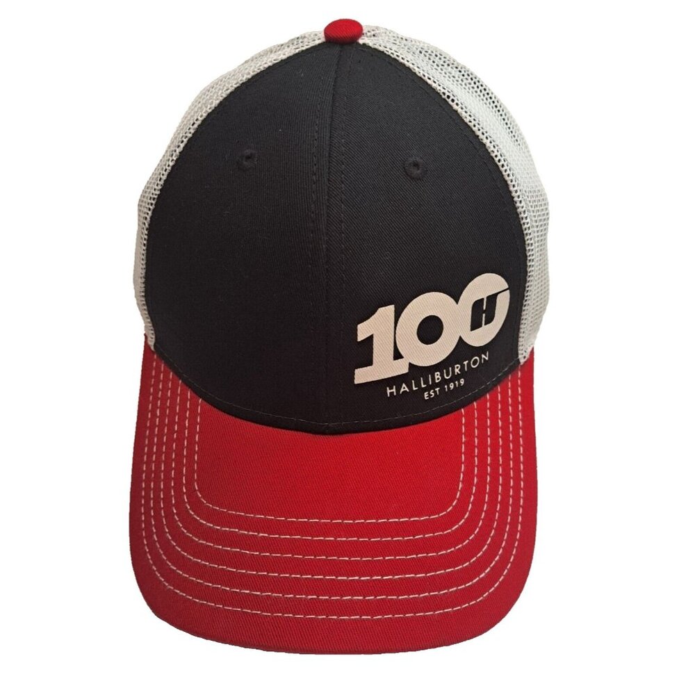 Halliburton Cap Hat Trucker 100th Anniversary Mesh Snapback Red Black 2019